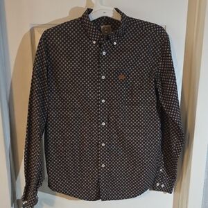 Cinch Boys Geometric Pattern Button-Down Shirt - Brown, Black And White. Large